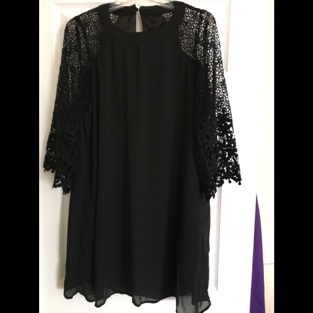 Black chiffon tunic dress